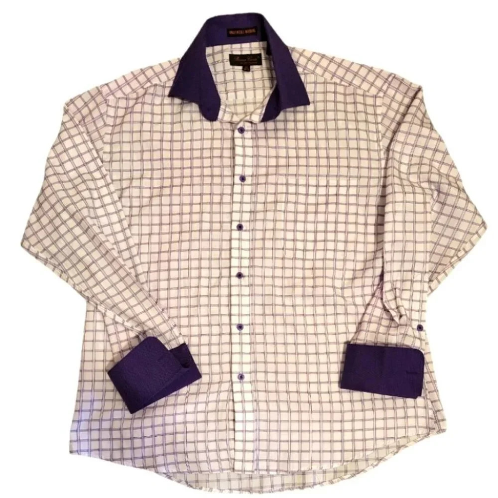 Men's Button- Up Collar Long Sleeve Shirt by Bruno Conte (sz 16 1/2)